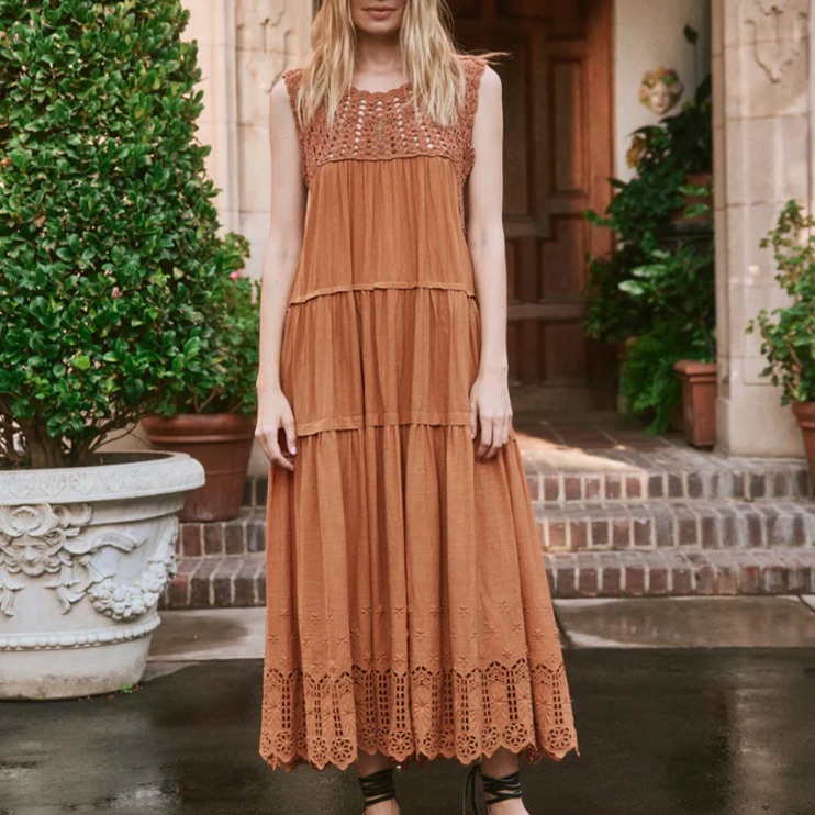 Nwt $296 Sz 1 = S The Great Soleil Paprika Maxi Sundress